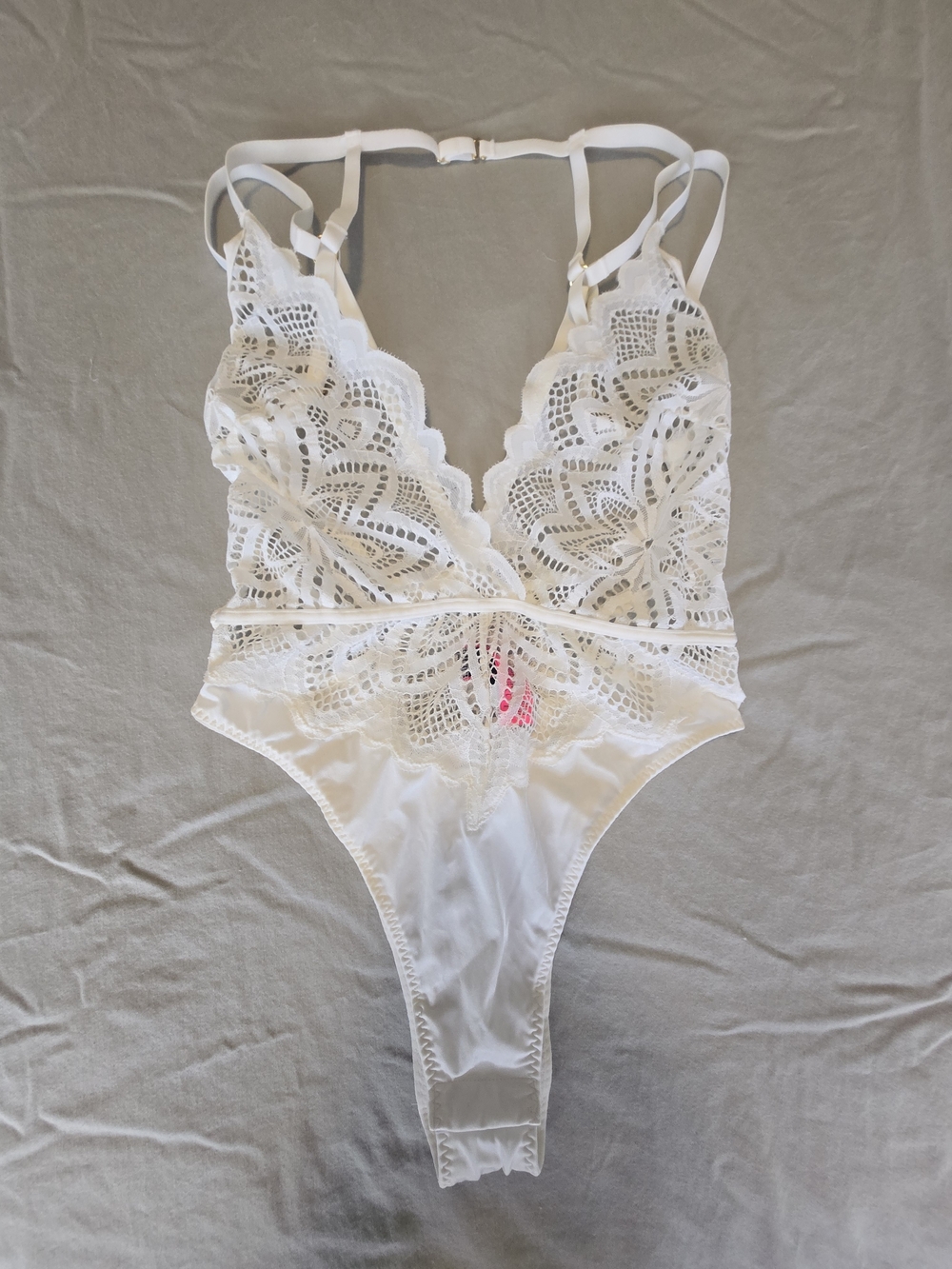La SENZA White Lace Plunge Teddy Bodysuit XS - Picture 1 of 11